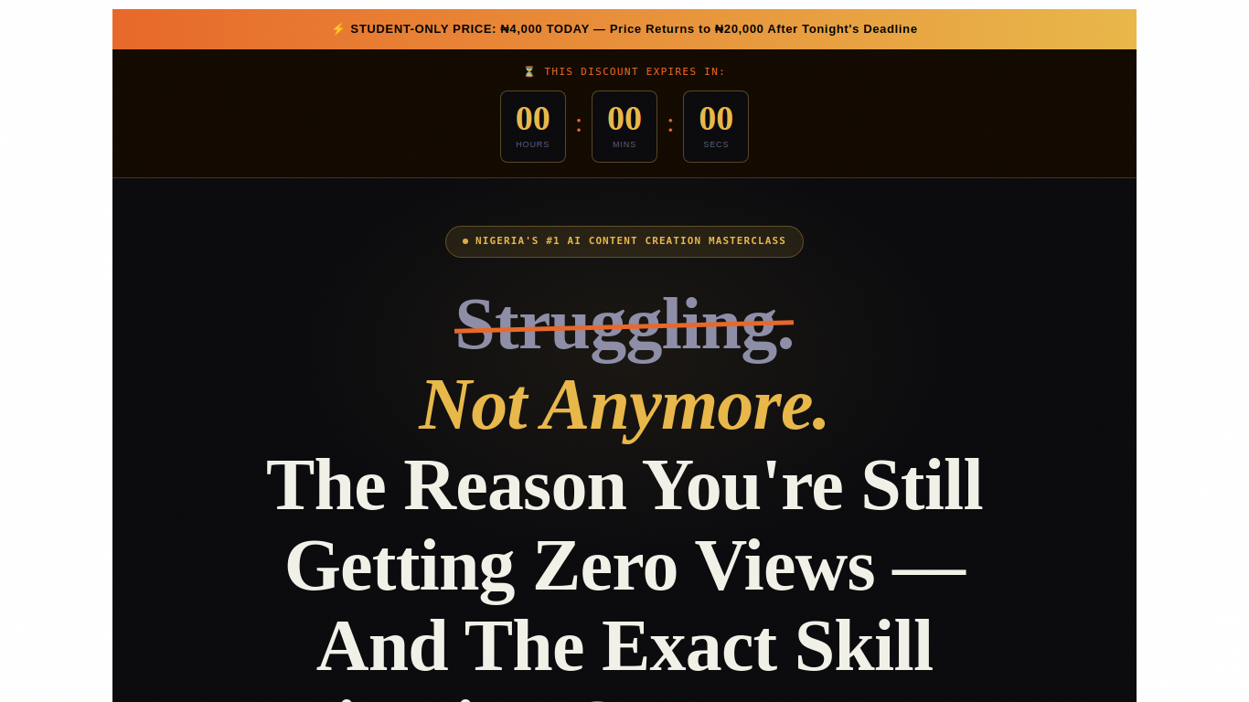 Archived capture of creatorscashpage.online, a website assessed as fraudulent.