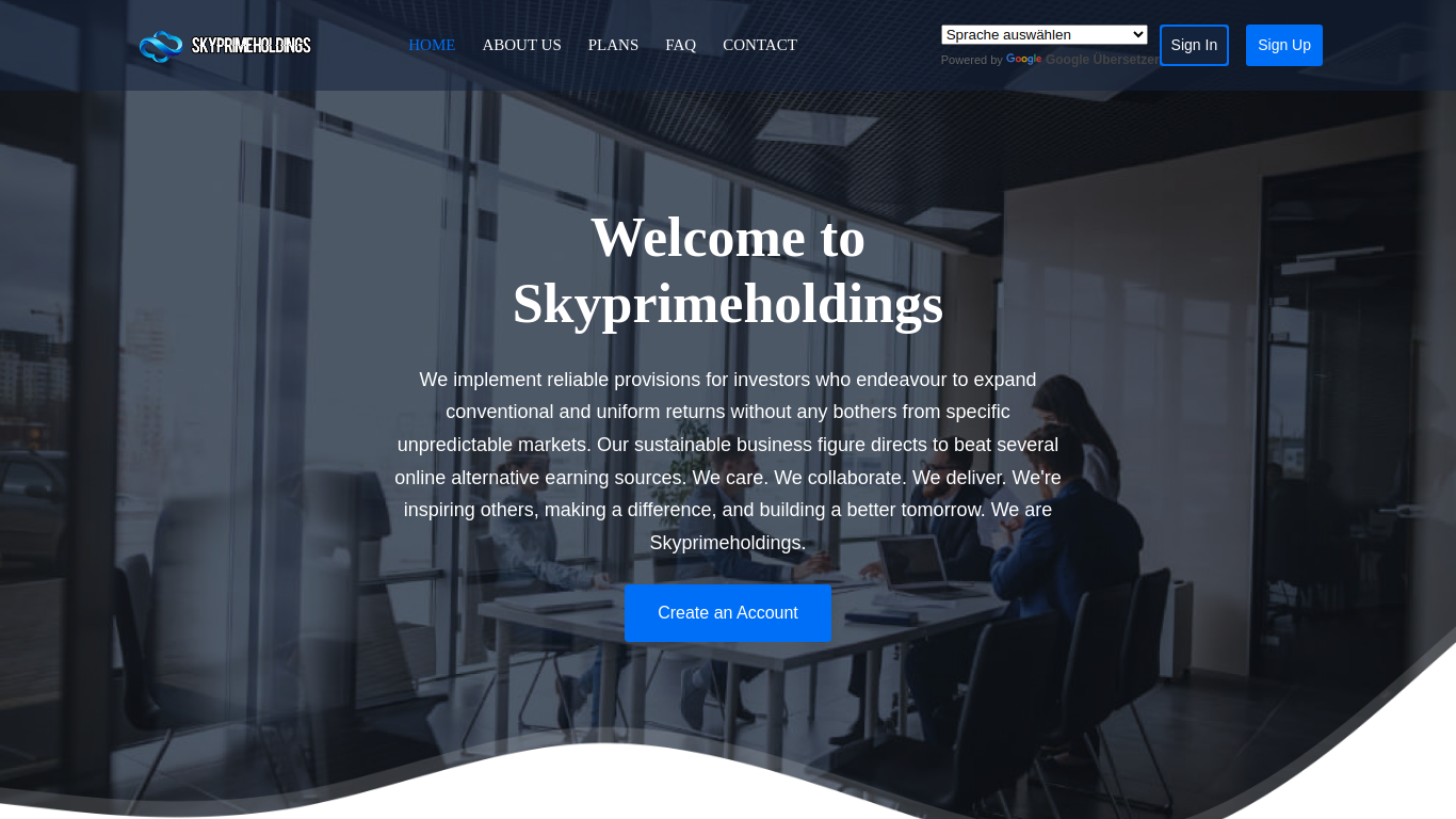 Archived capture of skyprimeholdings.com, a website assessed as fraudulent.