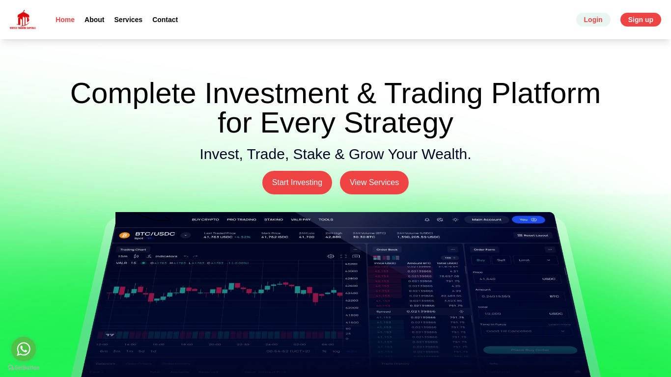 Archived capture of vertextradingcapitals.com, a website assessed as fraudulent.