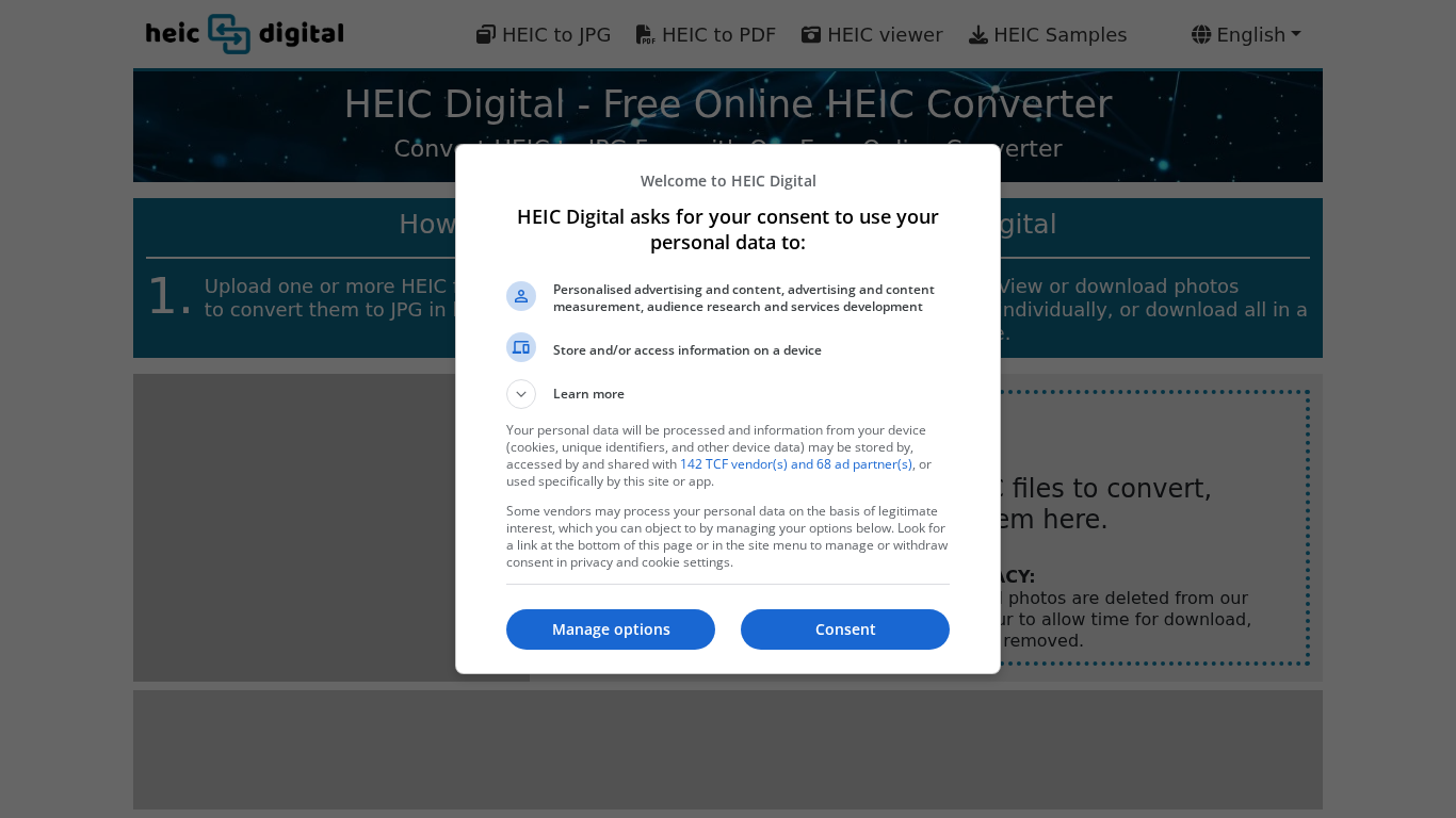 Screenshot of https://heic.digital