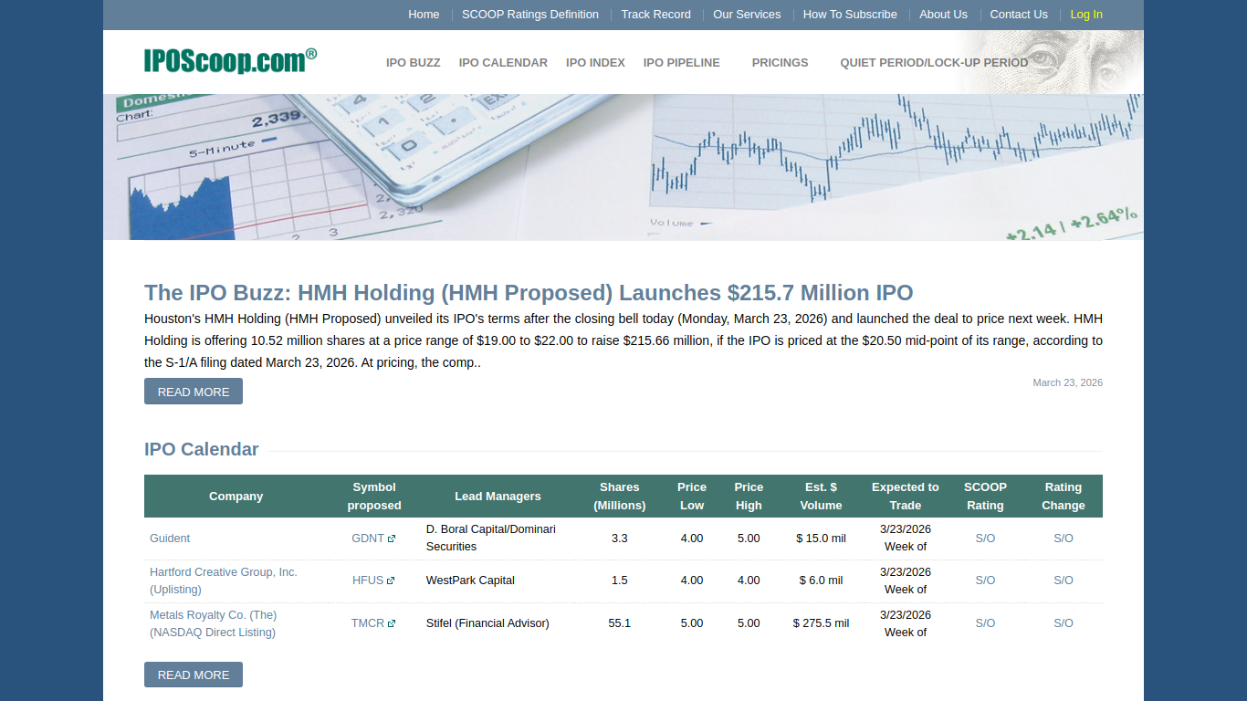 Screenshot of www.iposcoop.com