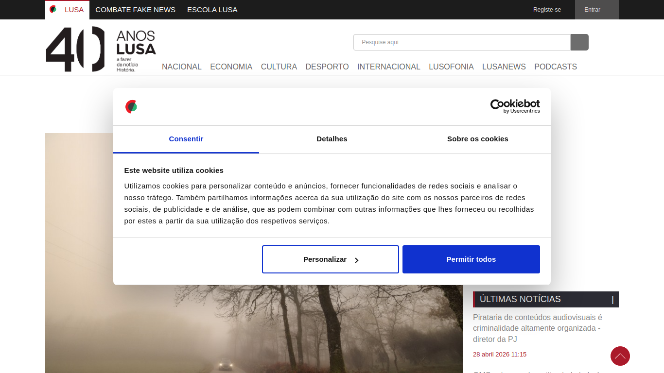 Screenshot of www.lusa.pt