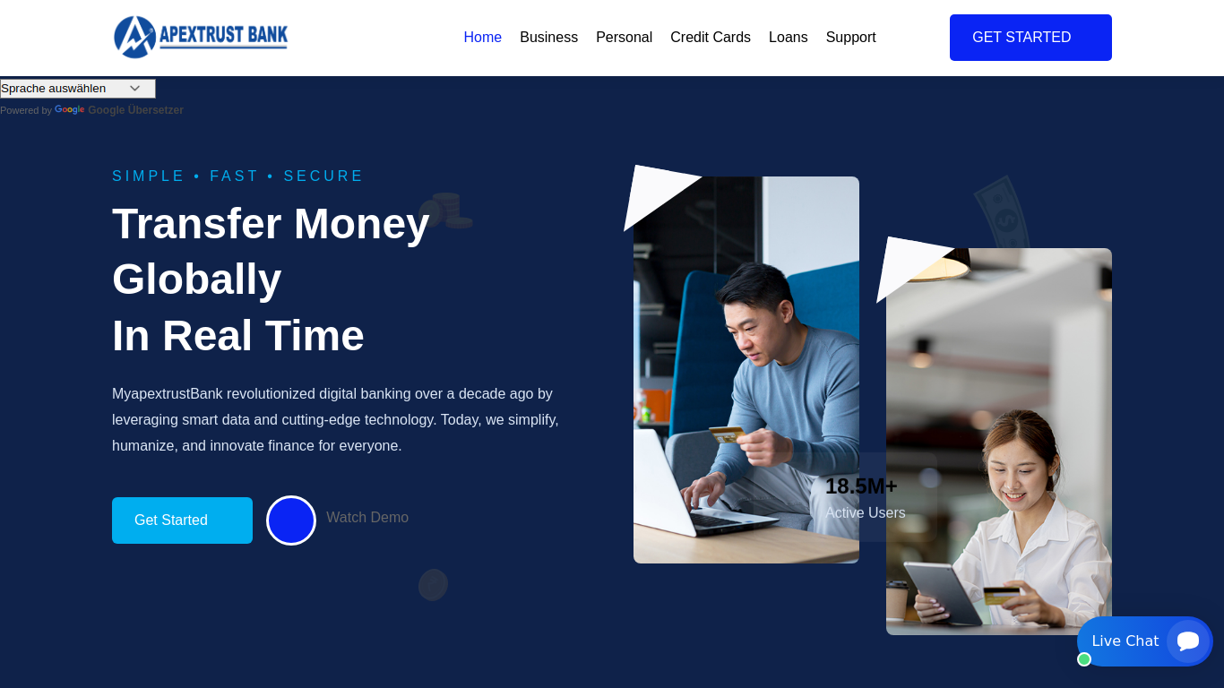 Screenshot of myapextrustbank.com