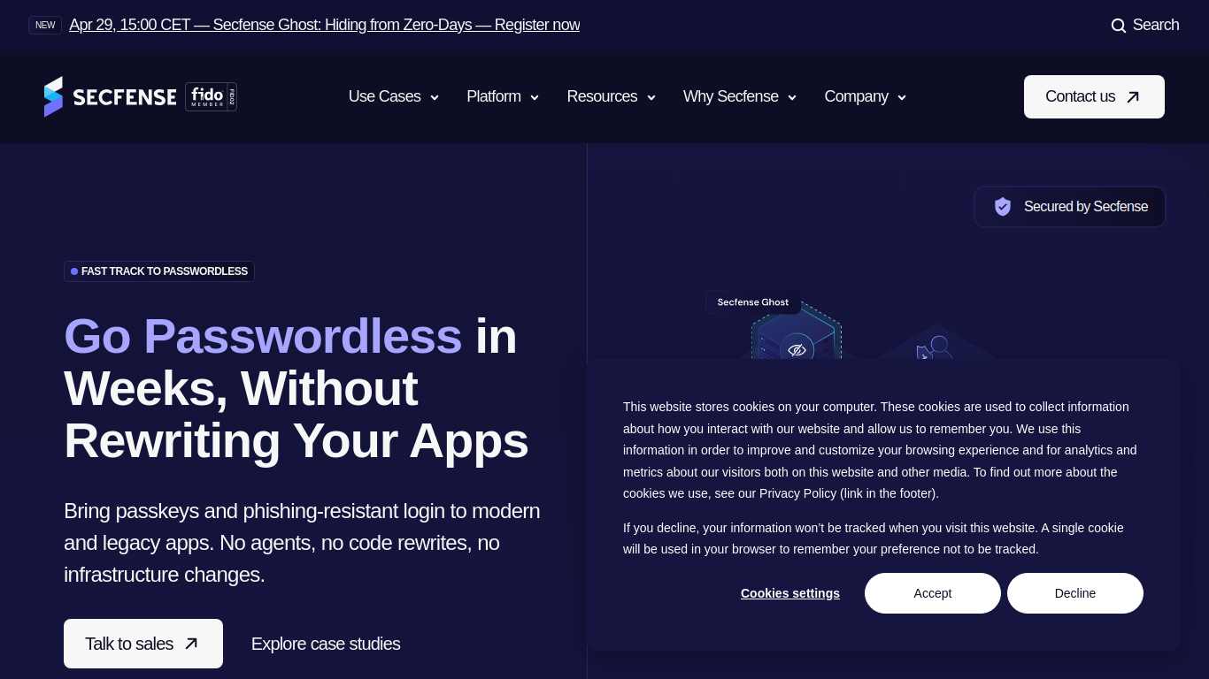 Screenshot of secfense.com