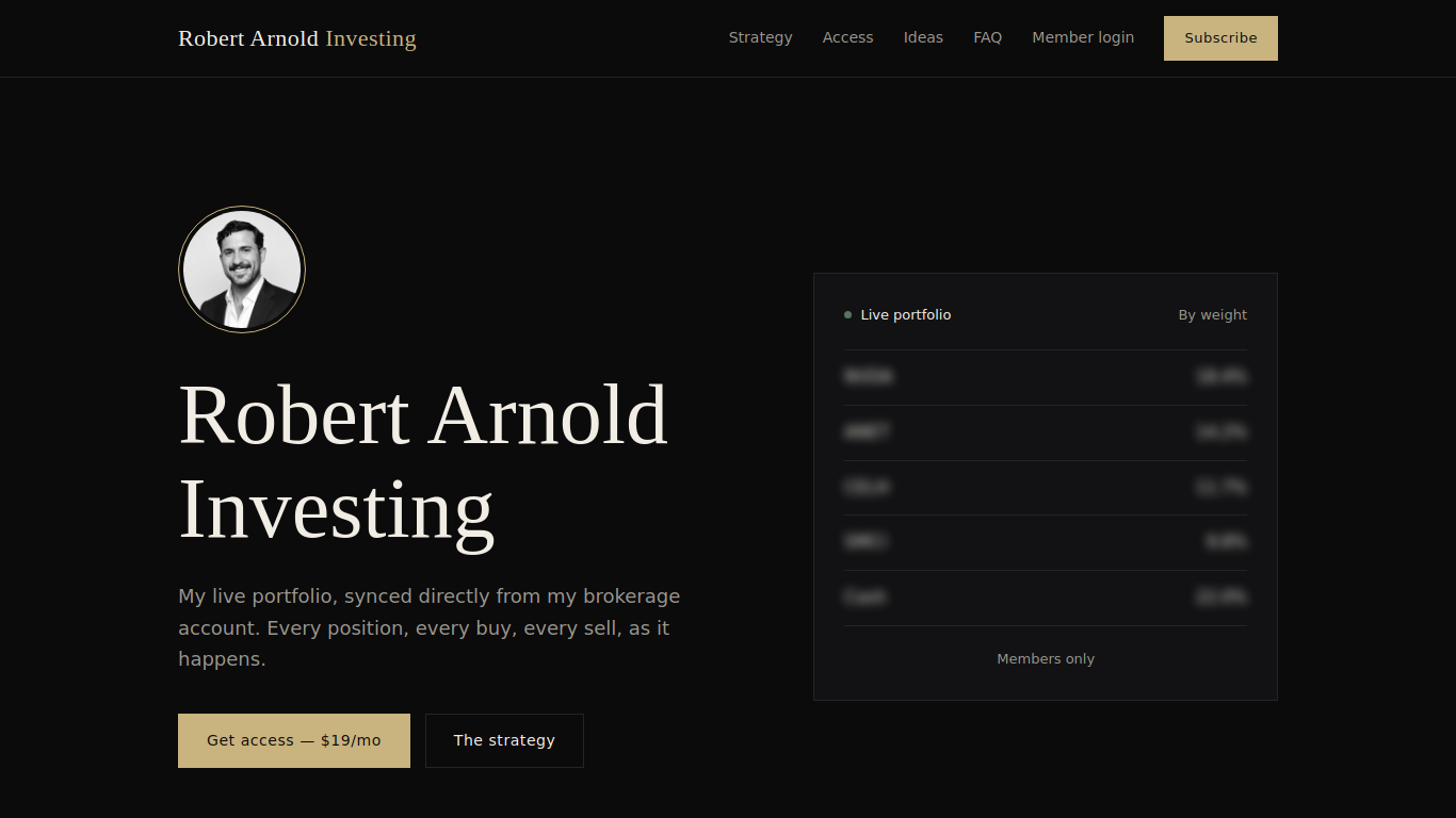 Screenshot of robertarnoldinvesting.com