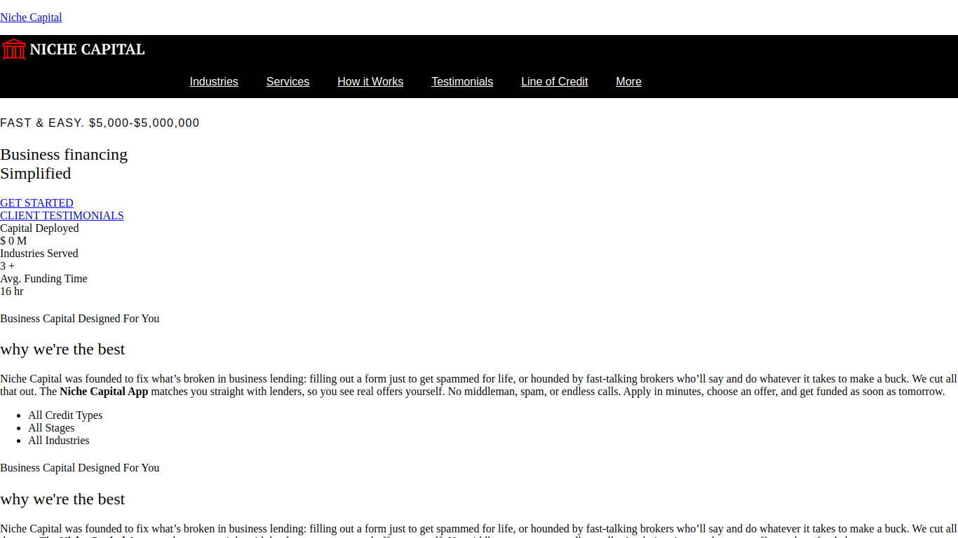 Screenshot of thenichecapital.co