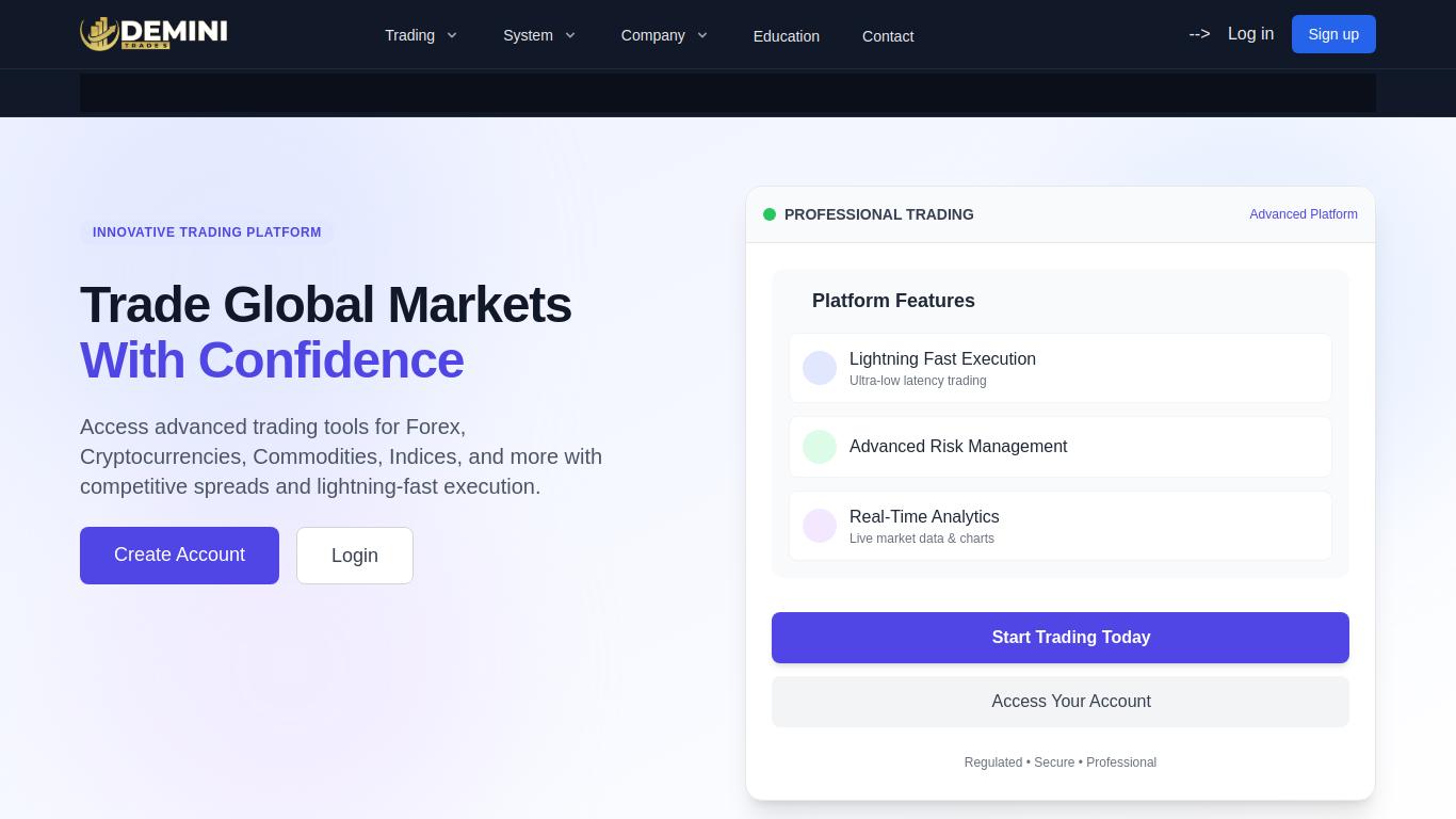 Screenshot of deminitradefx.com