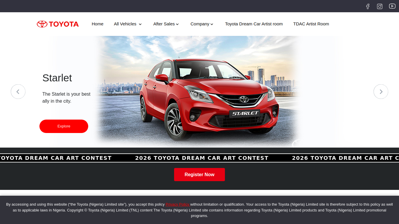 Screenshot of toyotanigeria.com