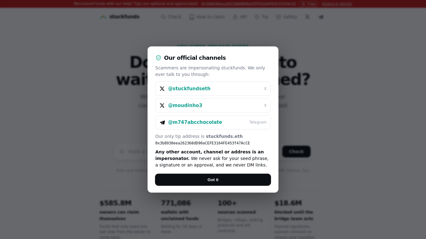 Screenshot of stuckfunds.zip