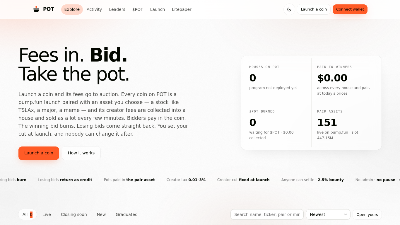 Screenshot of takethepot.fun