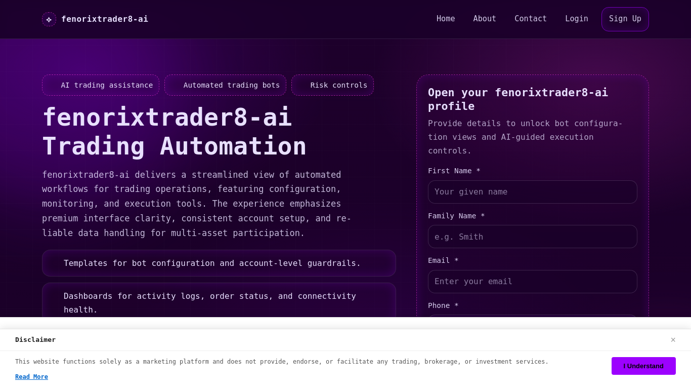 Captura de fenorixtrader8-ai-platform.com