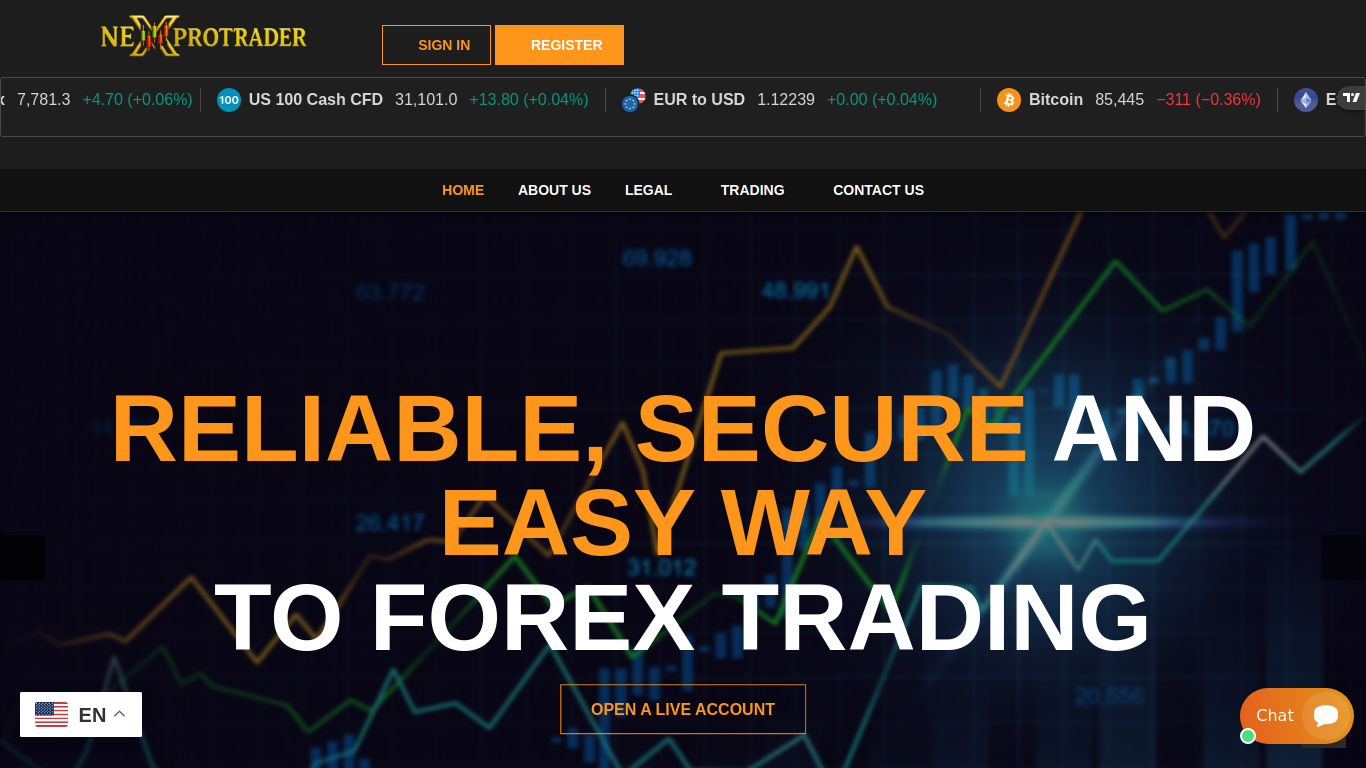 Screenshot of nexprotrader.live