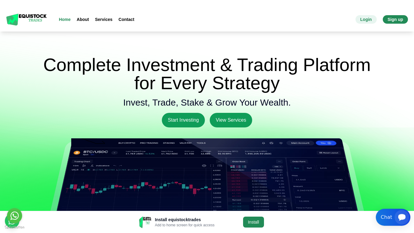 Screenshot of equistocktrades.live