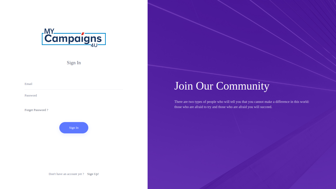 Screenshot of app.mycampaigns4u.com