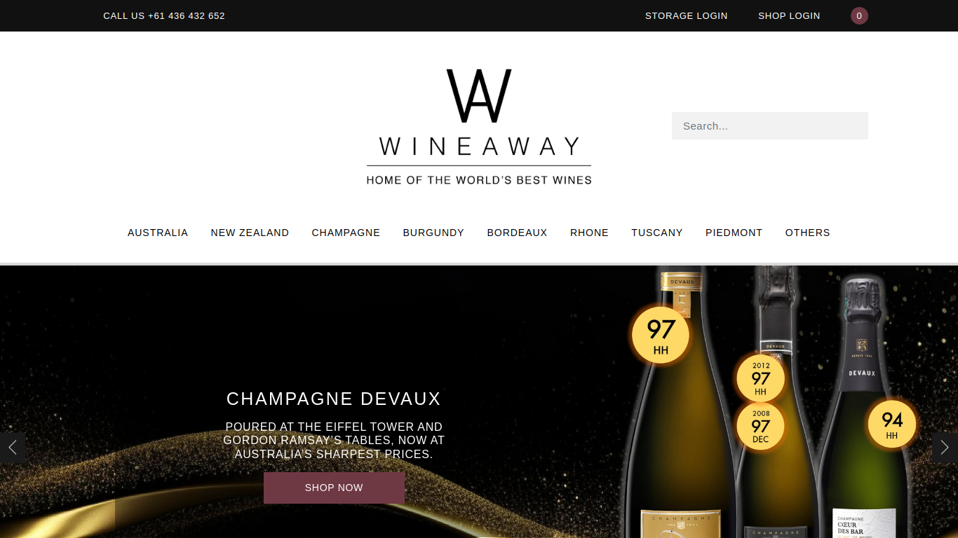 Screenshot of www.wineaway.com.au