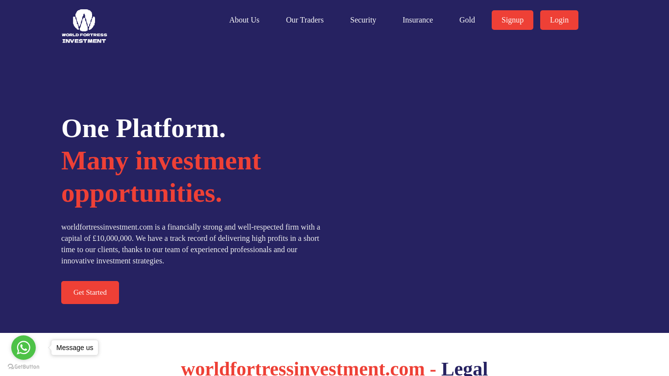 Screenshot of worldfortressinvestment.com