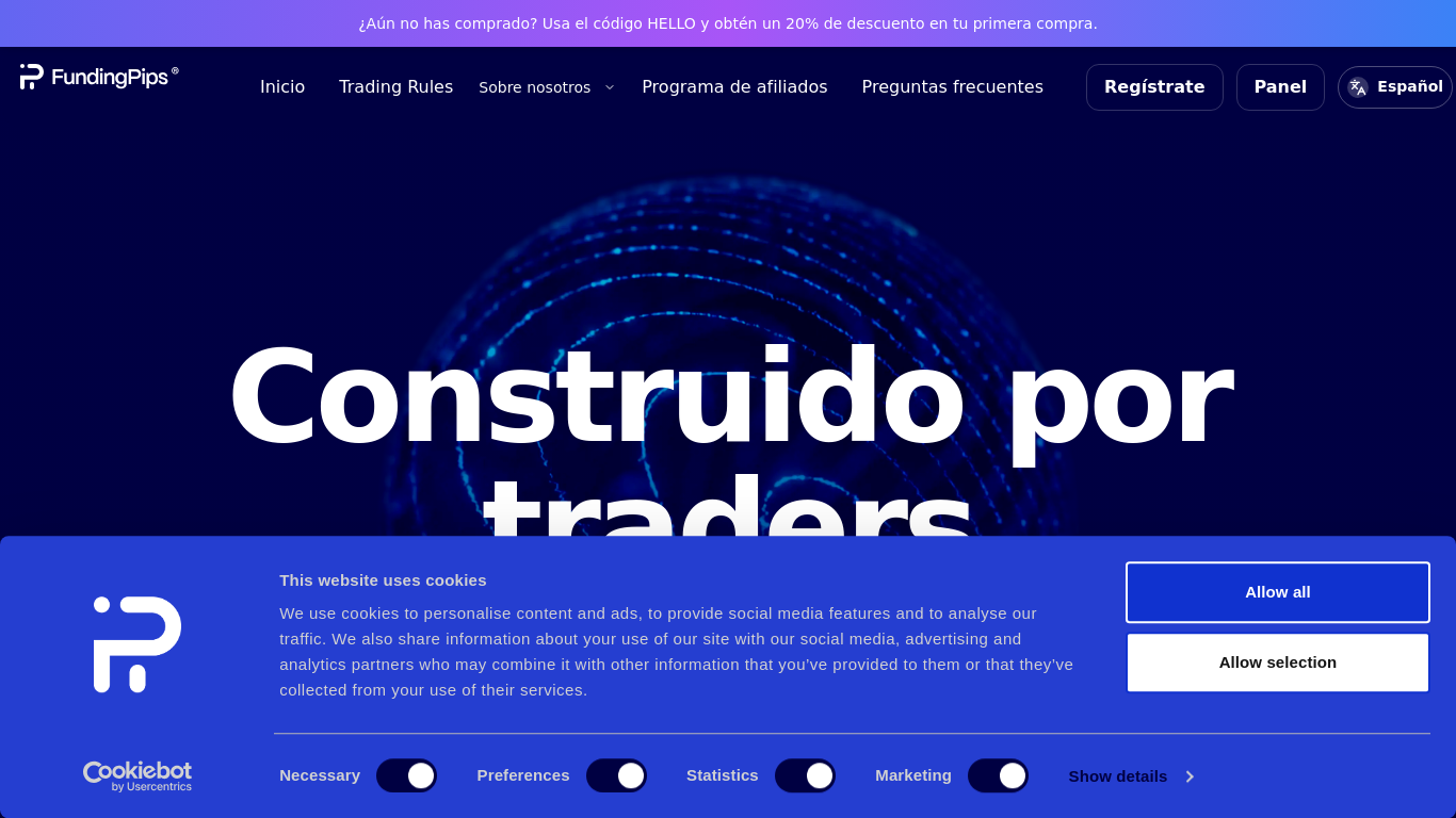 Screenshot of www.fundingpips.com