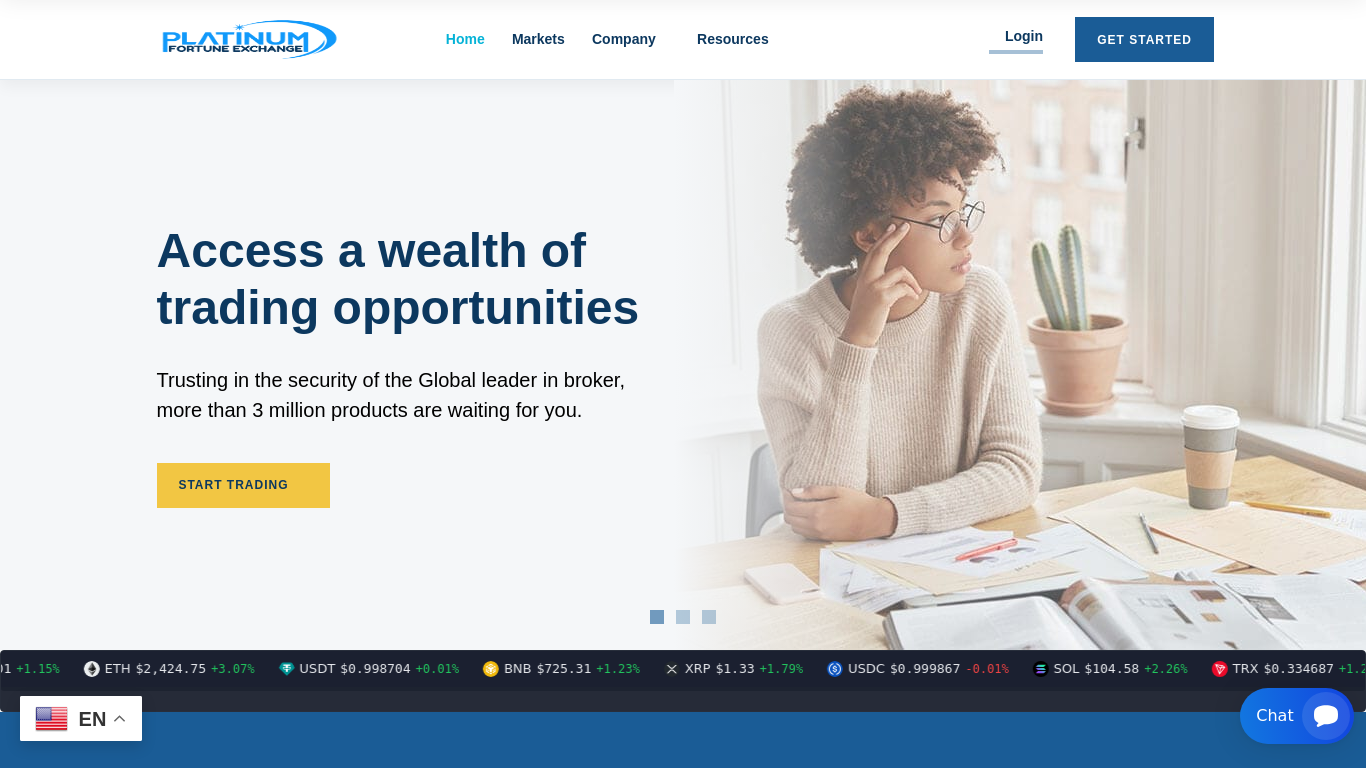 Screenshot of platinumfortunes.com