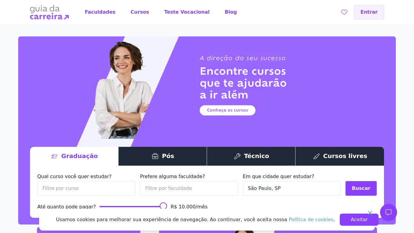 Screenshot of guiadacarreira.com.br