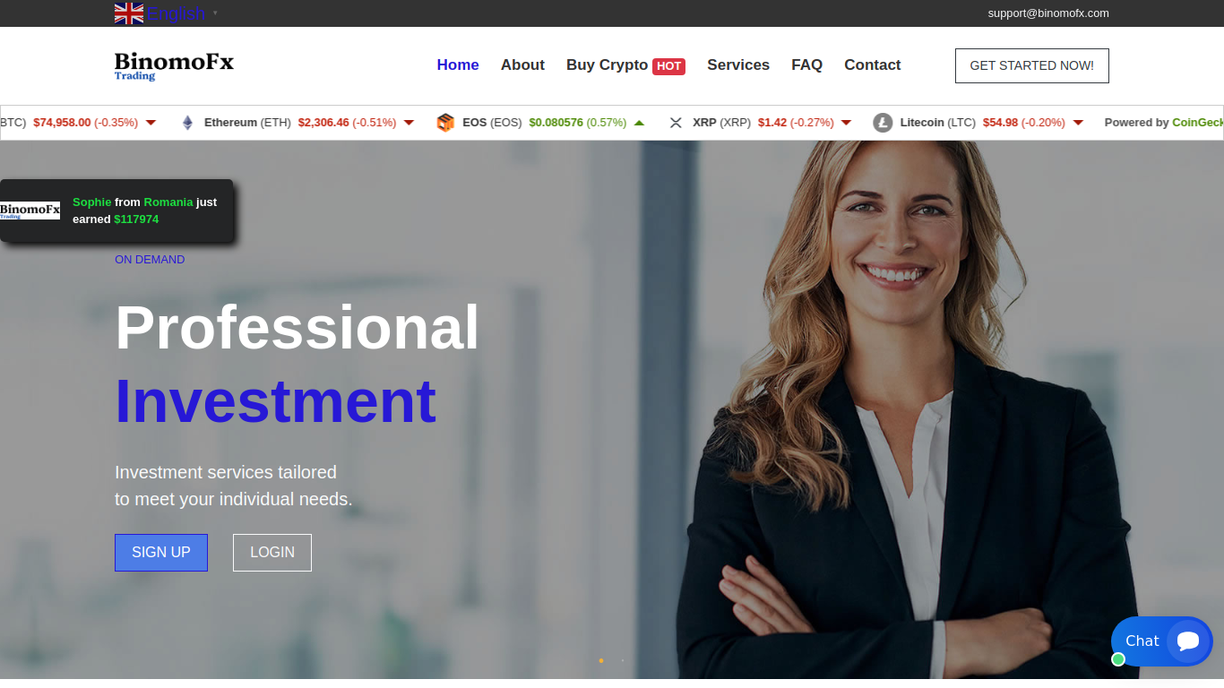 Screenshot of binomofx.com
