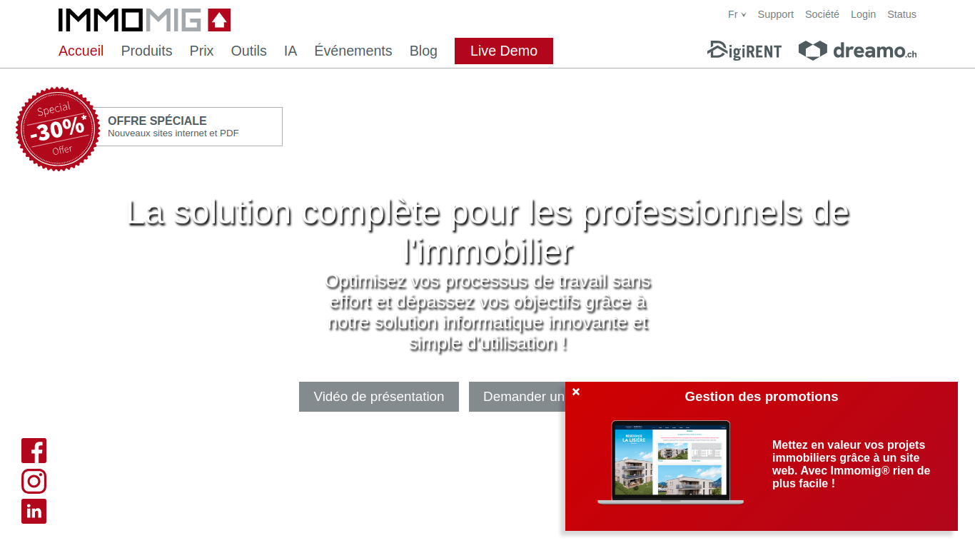 Screenshot of www.immomigsa.ch